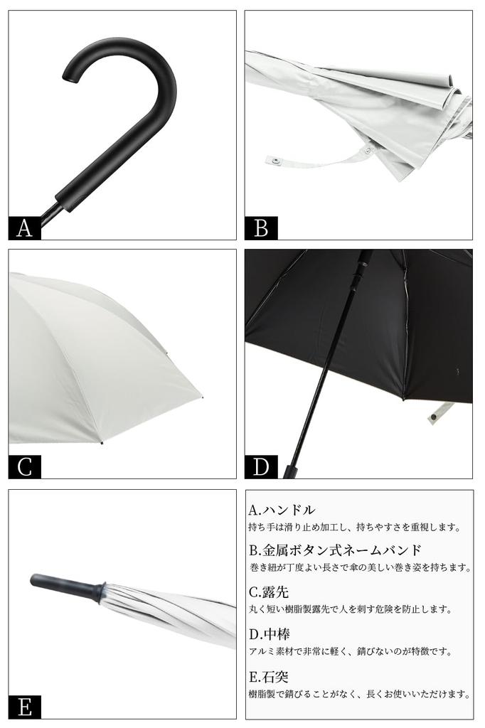 SUKIO Long 8 Full UV Heat Heatstroke UV Rain or Ultra Perfect for Watching and Water Jump Unisex Men's Parasol, 60cm, Ribs, Blackout, Fiberglass, 100%