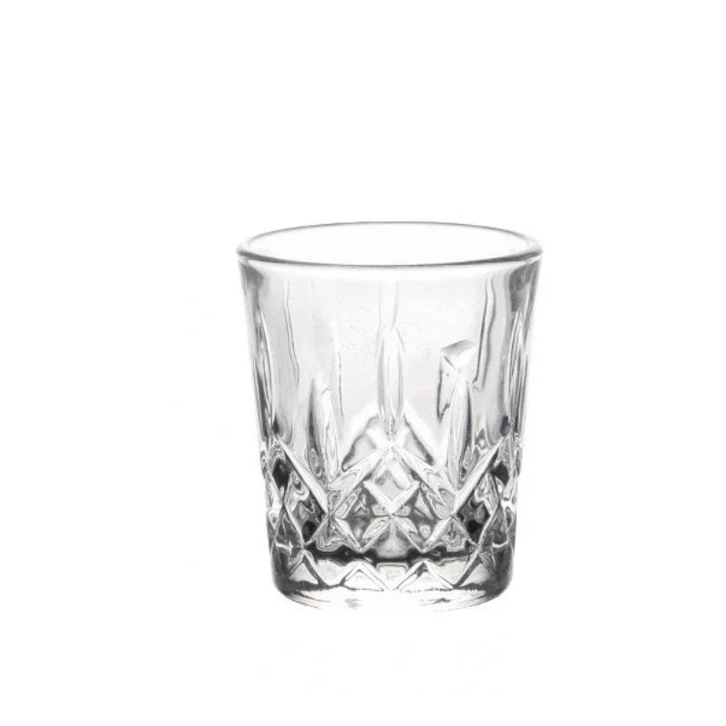 6pcs Spirits Cup 50ml Shot Glass Embossed Design Glass Wholesale Cups Small Capacity Wine Cup Engraved Household Chinese Tea Cup