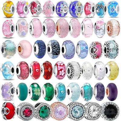 Colorful Murano Glass Bead Glass Ripple Charms Wavy Glass Beads Charm Fits Bracelet Women Copper Jewellery Gifts