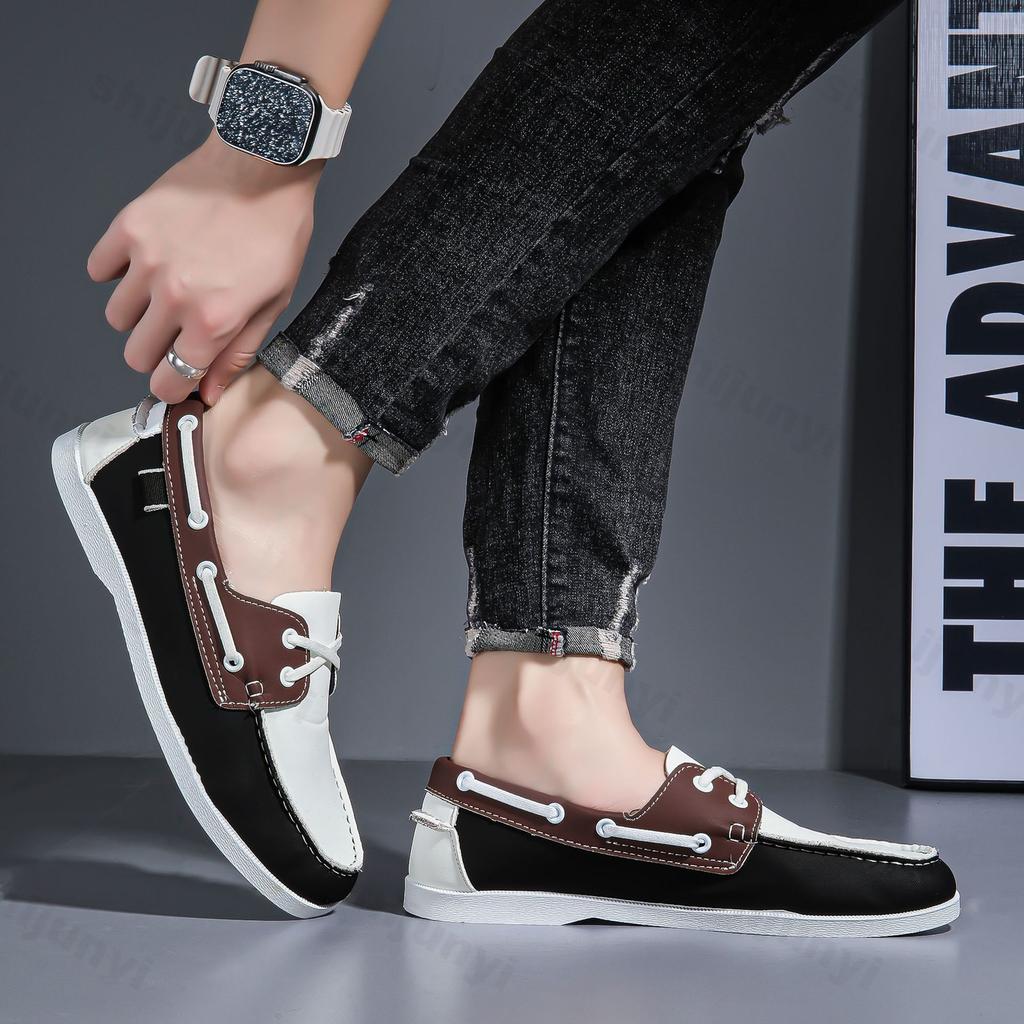 Fashion Men's Retro Fashion Color Blocked Design Casual Single Shoes 2025 Spring New Shallow Mouth Breathable Comfortable Flat Sneakers