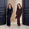 2025 Fall V-Neck Long-Sleeve Sweater & Slim Fit Knit Skirt Set for Women