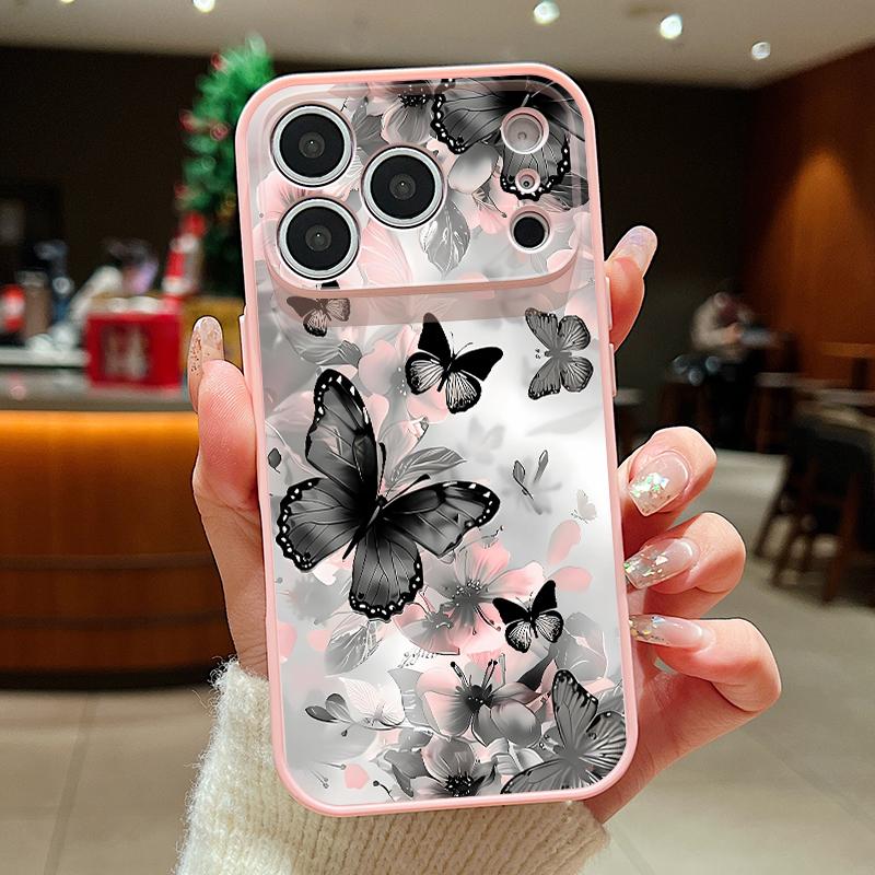 

Luxury Colorful Butterfly Pattern Case For iPhone 17 Pro Max Funda iPhone 16 15 14 13 Pro Max Magnetic For Magsafe Hybrid Slim Matte Cover iPhone 16 розовый