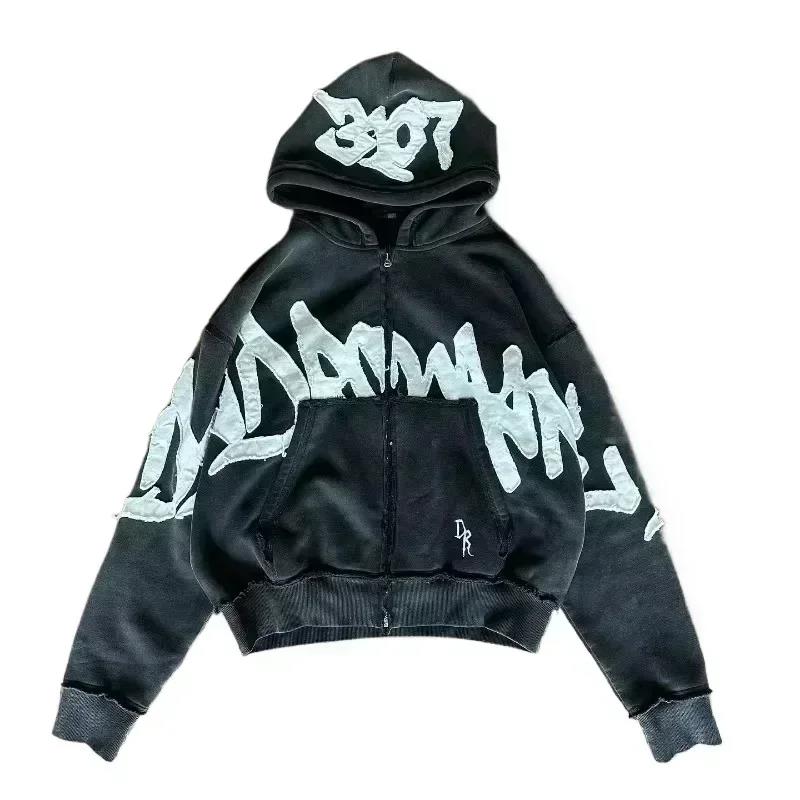 Y2K Grunge Eye Print Hoodie Women's Aesthetic Streetwear Oversized Hooded Sweatshirt