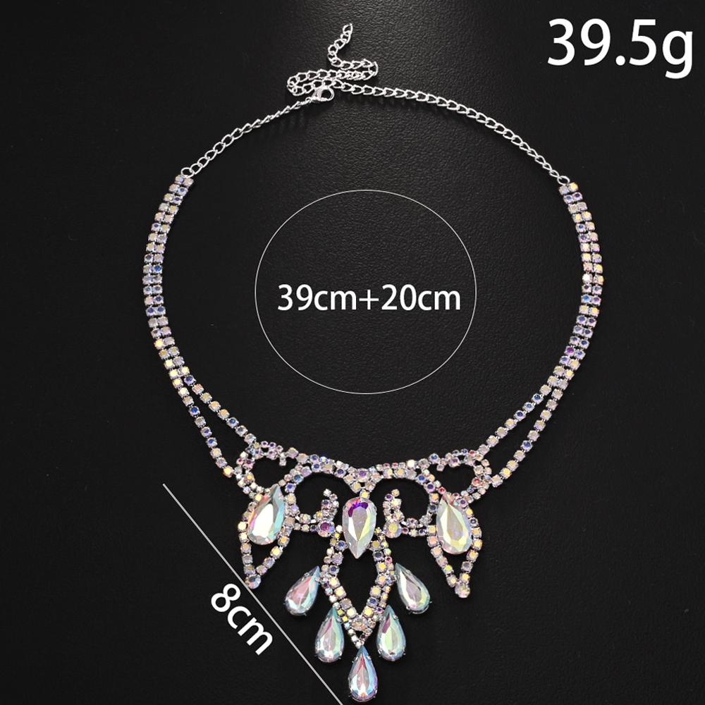 

Bohemian Style Colorful Water Drop Necklace Women Party Jewelry Shiny Temperament Rhinestone Necklace Choker Luxury Chunky Gifts