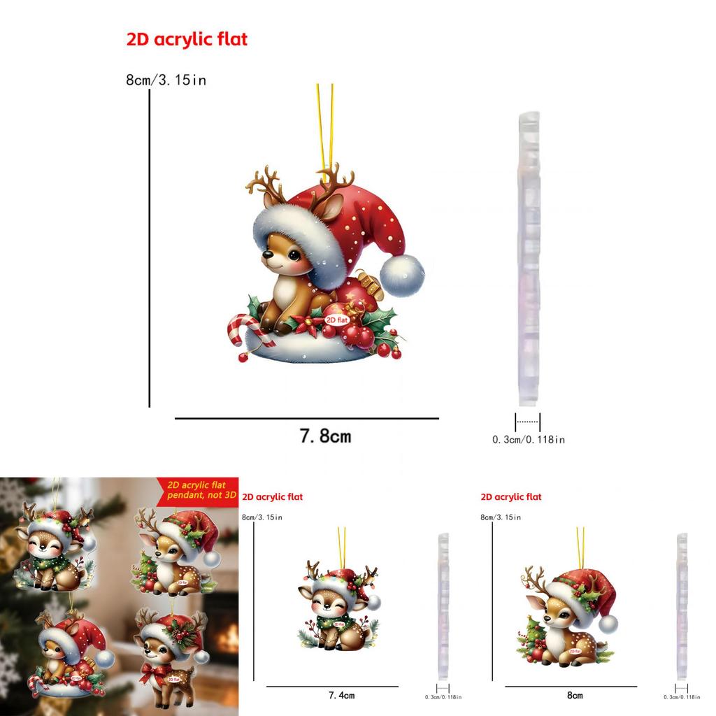Acrylic Car Hanging Ornament Pack For Christmas Tree And Vehicle Interior Decoration