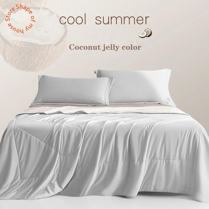 Cool Fabric Breathable Summer Queen Quilt Children Adult Ice Silk Quilt Cotton Quilt Core Fruit Color Blanket Comforter Colcha
