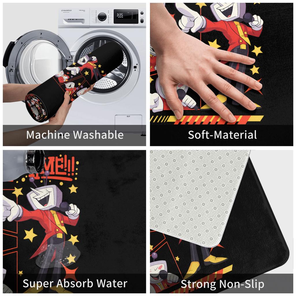 Tenna Deltarune Game Door Floor Bathroom Mats Anti-Slip Outdoor It's TV Time Meme Doormat Bedroom Balcony Entrance Carpet Rug