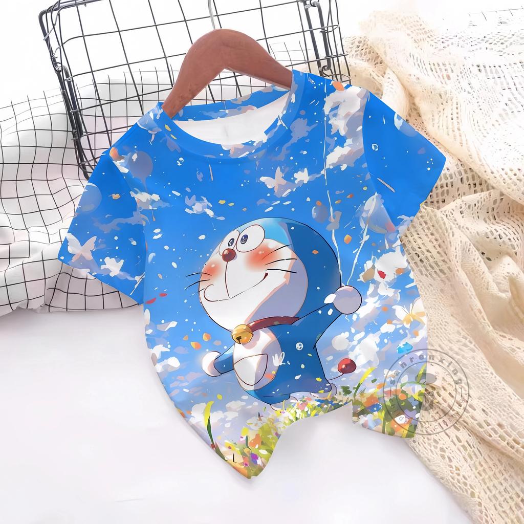 Summer Doraemon 3D Printe Children's Tops Teenagers From T-Shirts For Boys Girls Kids Clothes Short Sleeve