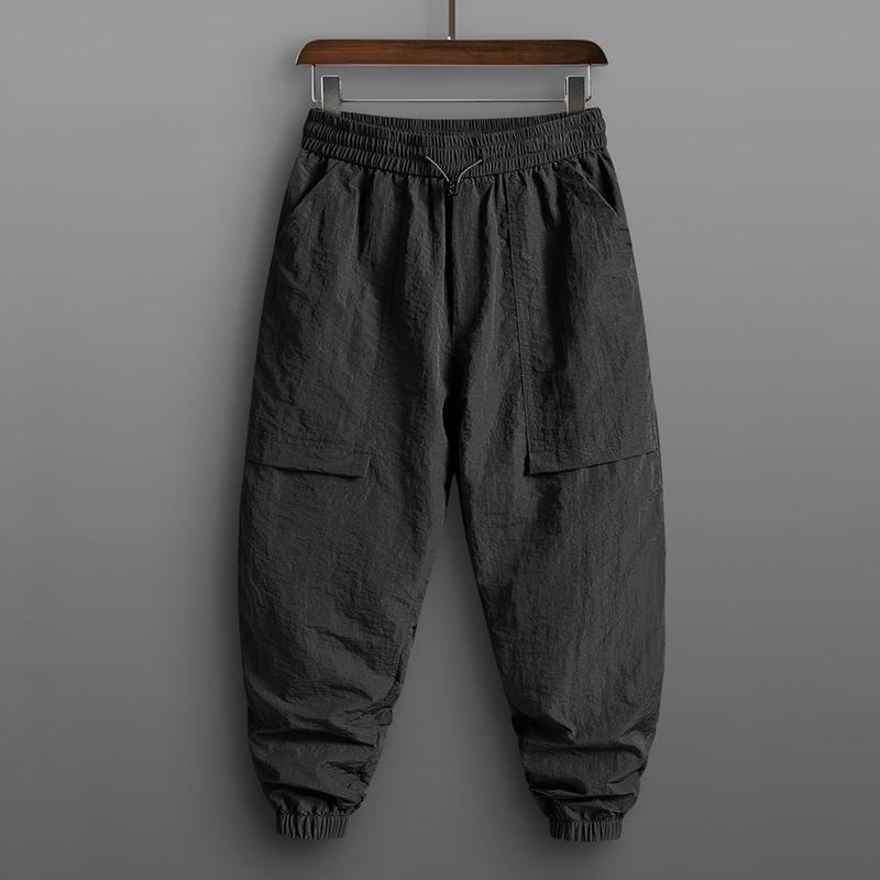 

Летние крутые брюки мужские спортивные штаны модные повседневные брюки мужские брюки Ice Silk повседневные универсальные рабочие брюки XS чёрный