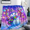 Schneemann-Print Flanelldecke, Hohe Qualität, Bequem für alle Jahreszeiten, Heimdekoration, Wärme und Komfort, Perfekt für Weihnachtsgeschenke