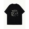 Oversized T Shirt Dress Black Horse Print For Casual Wear