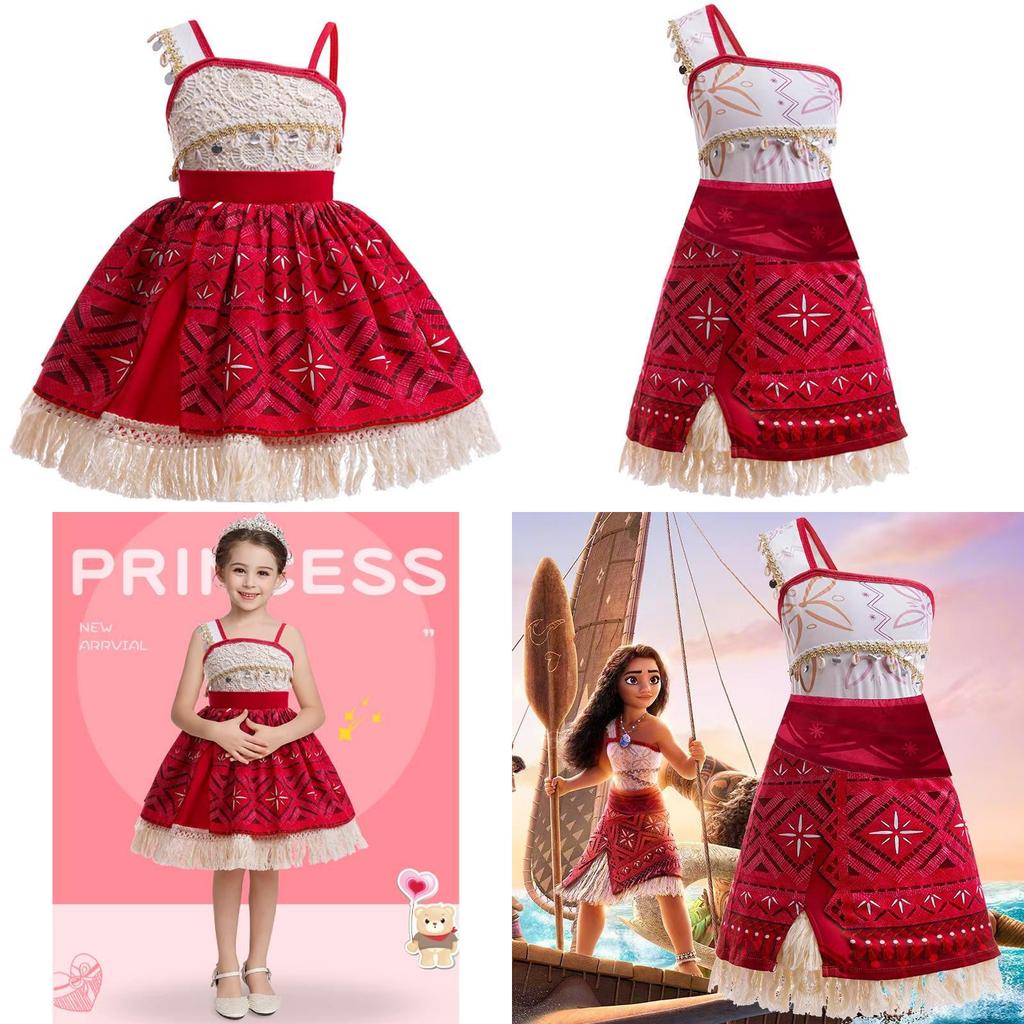 Moana Cosplay Dress For Girls With Fluorescent Fabric Kids Princess Costume For Birthday Gift