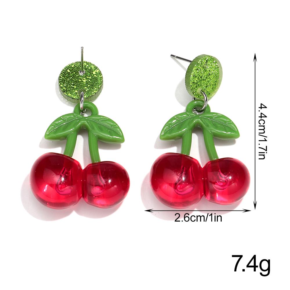 Trendy Acrylic Red Cherry Women's Earrings Cute Fashion Transparent Fruit Drop Earring Sweet Jewelry Birthday Gift