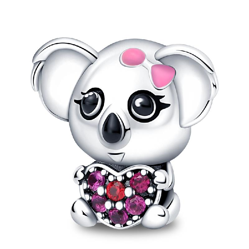 Compatible With Pan Authentic Original Bracelets Cute Pet Kitten Puppy Sheep Cute Colored Zircon Bead Components Do It Yourself High Quality Fine