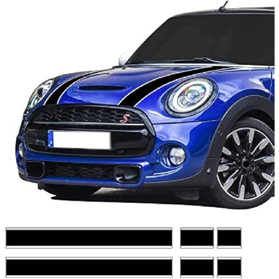 Car Styling Hood Bonnet Stripes Sticker Trunk Rear Engine Cover Vinyl Decal Stickers For Mini Cooper R56 R57 F55 F56 Accessories (Black-White)