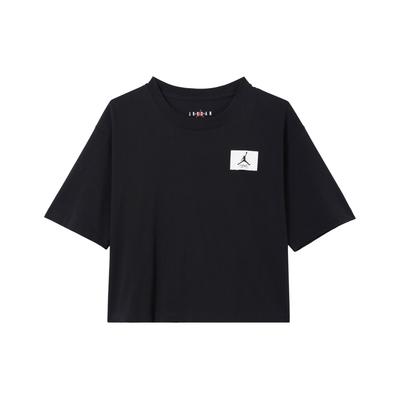 Essentials Boxy Rundhals Sport Crop Top T-Shirt Damen Oberteile Schwarz DD7055-010
