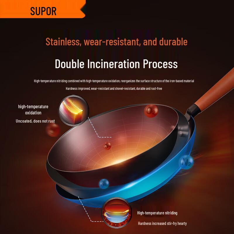Supor 32CM Lightweight Seasoned Iron Wok