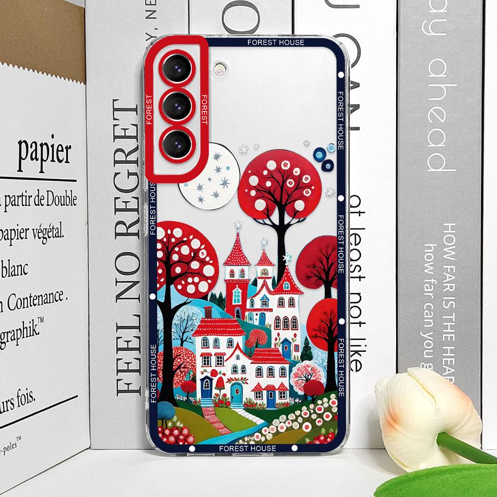 

Hand Painted Forest House Phone Case for Samsung Galaxy S24 S20 S21 FE S22 Plus S23 S25 Ultra 5G Soft Clear TPU Cover Aesthetic Samsung S20 Plus