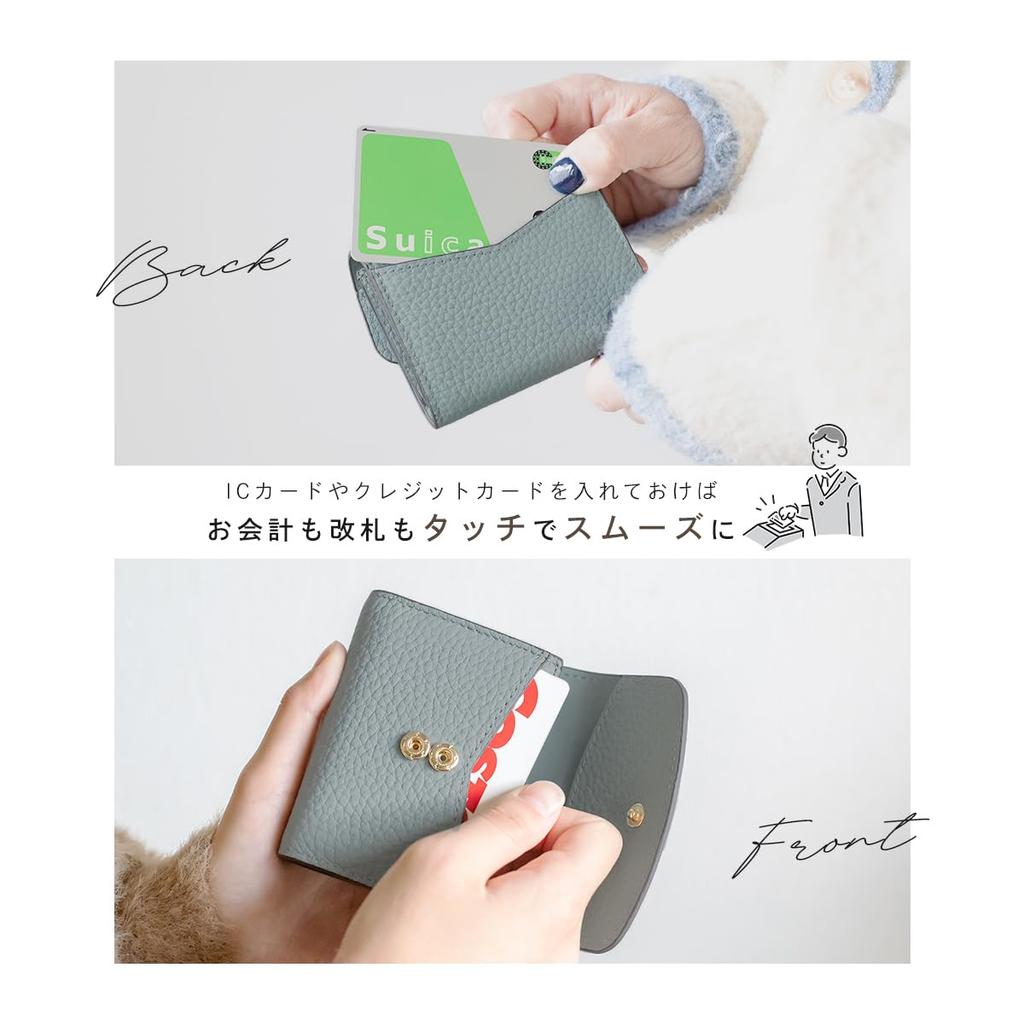 Gisele Echtes Leder Faltbare Mini-Geldbörse, Kompakt, Kartenfächer, Großes Fassungsvermögen, Münzfach, Damen (Elfenbein x Taupe)