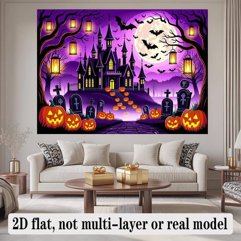 Party Backdrop Halloween Castle Flat Banners Spooky Celebrations Wedding Enthusiasts Event Backdrop Decoration Front Door Decor