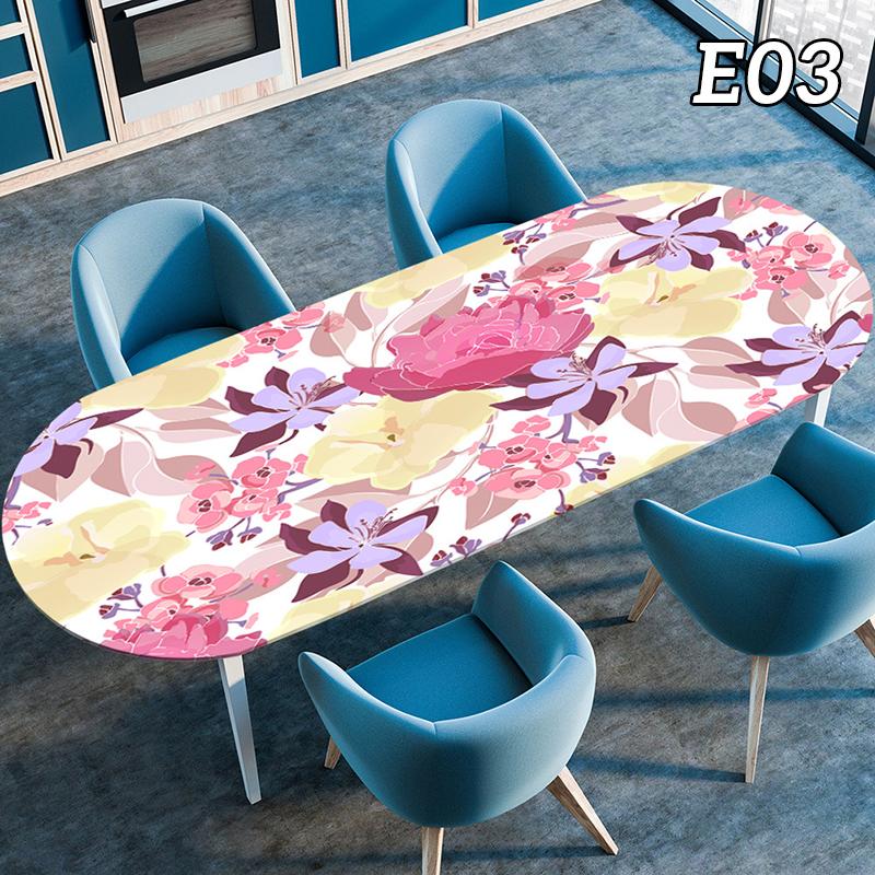 Oval Tablecloth Table Cover Waterproof Oil-Proof Elastic Kitchen Dining Room Wedding Party Table Cover Outdoor Picnic Camp Decor