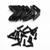 10pcs/Set Right Angle Black L-Shaped Brackets W/ Screws Support Corner Braces Stainless Steel Furniture Hardware