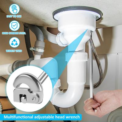 Llave de lavabo multifuncional, llave ajustable para grifo de fregadero, fontanería, tuberías de agua y reparación de fregaderos.