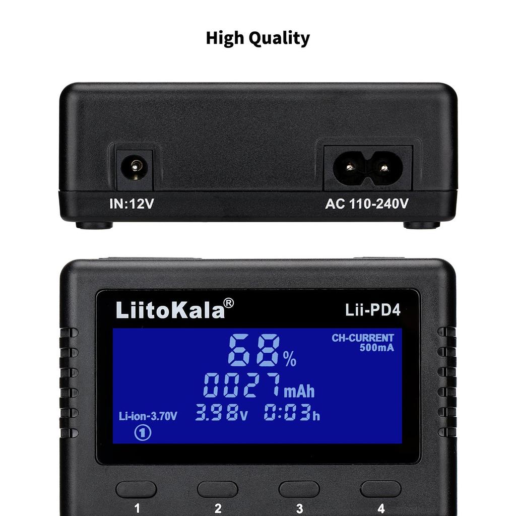 LiitoKala lii-PD4 LCD 3.7V 1.2V 18650 26650 16340 14500 10440 18500 Li-Ion IMR LiFePO4 NiMH / NI-Cd Battery 4 Sloty Charger