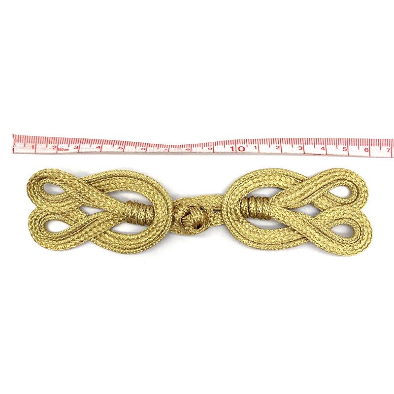1 Paio di Bottoni a Nodo Chiusura Rana Cinese Dorata per Borse Abbigliamento Cheongsam Abito Tang Decorazione