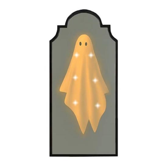 Halloween Ghost Mirror Spooky Hologram Ghost Skeleton Mirror with LED Light for Halloween Home Bedroom Decor