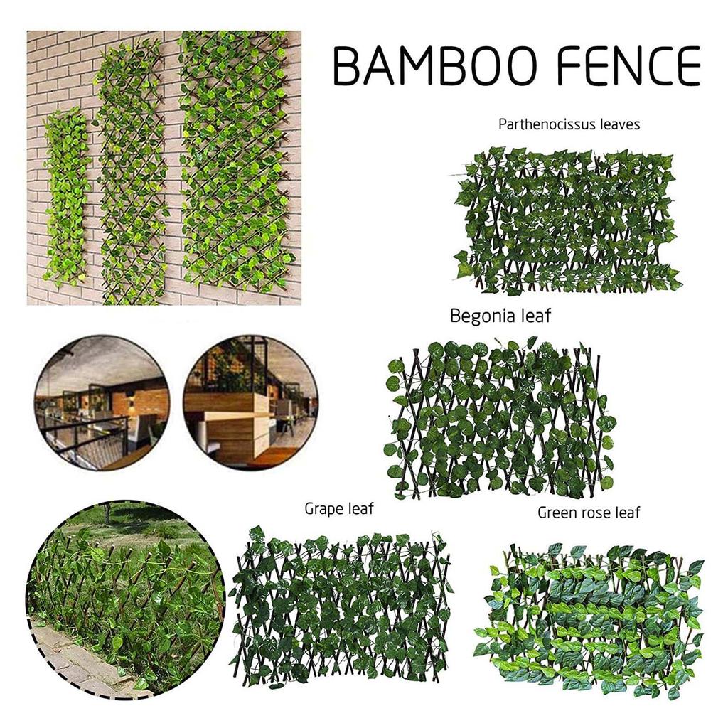 Retractable Artificial Privacy Fence Faux Ivy Leaf Hedges Fence Indoor Outdoor Garden Deck Balcony Screen Garden Home Decoration