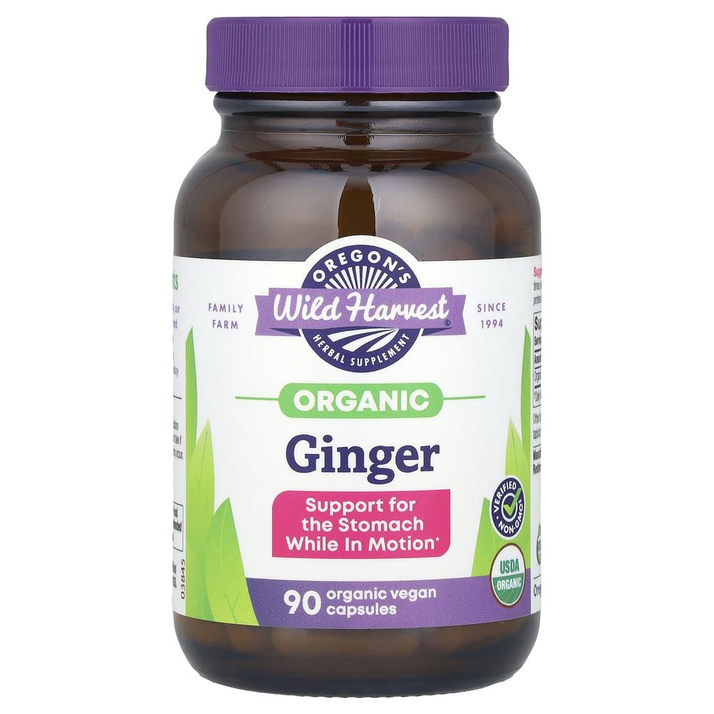 Oregon'S Wild Harvest, Organic Ginger, Veggie Caps, 90 Count (500Mg/Capsule)