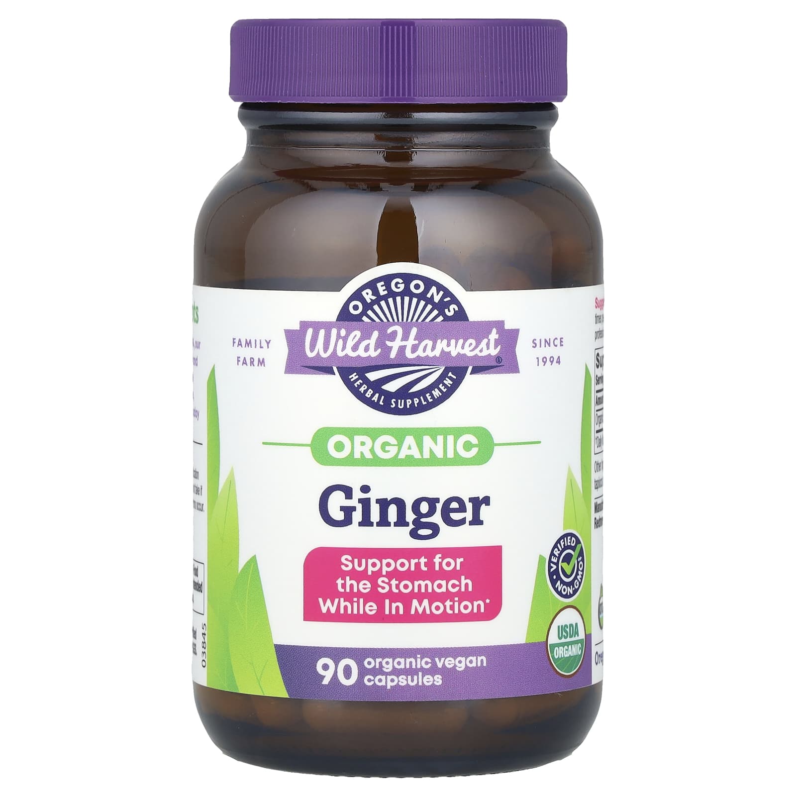 

Oregon S Wild Harvest, Organic Ginger, Veggie Caps, 90 Count (500Mg/Capsule)