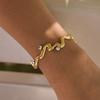 Uworld Round Zircon Wave Shape Cuff Bracelet For Women Minimalist 18K Gold Plated Stainless Steel Open Bangle Fashion Jewelry