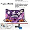 Pumpkins Ghosts Halloween Night Backdrop, Spooky Polyester Banner for Party Decor & Photos