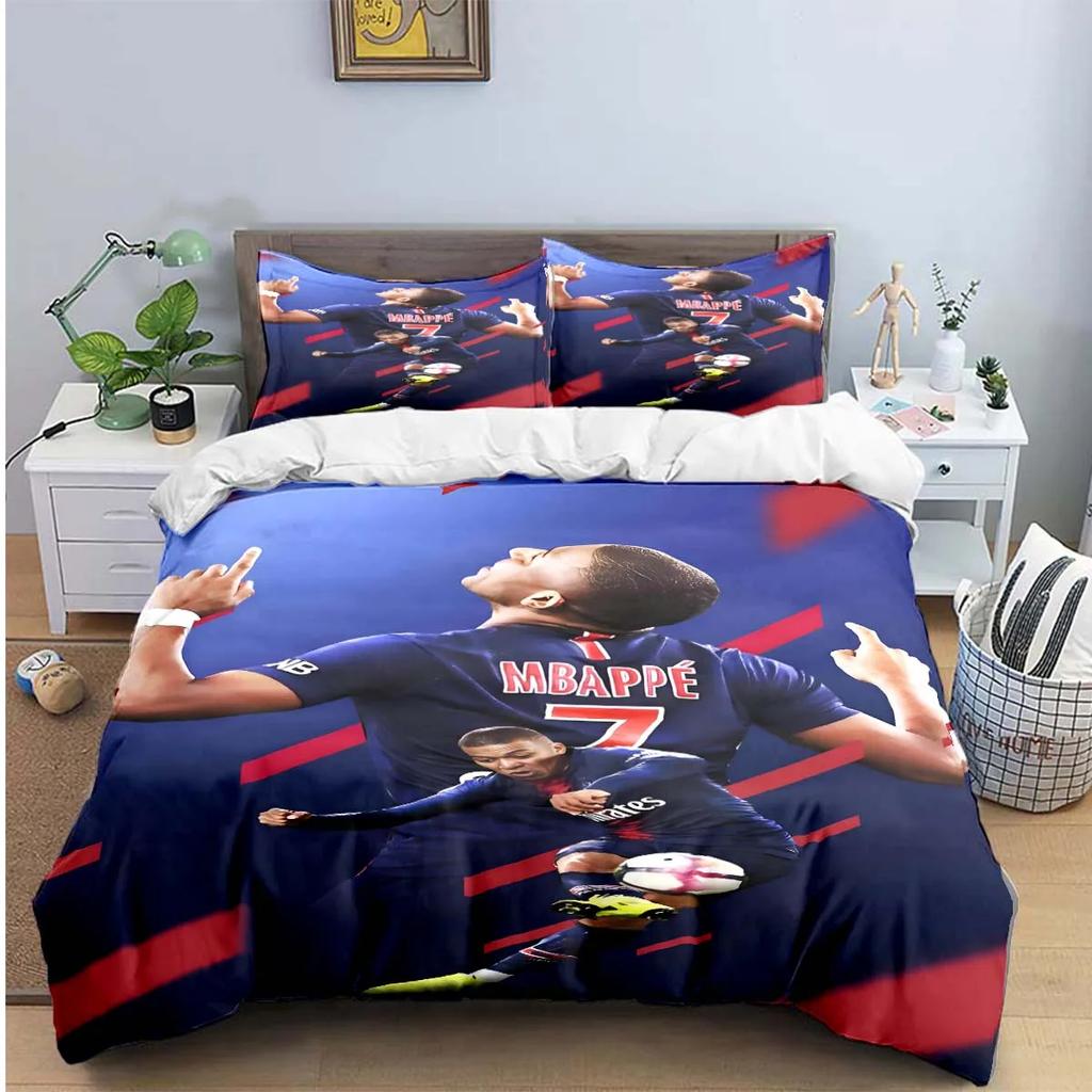 Set de așternuturi de modă cu imprimeu Fotbalist M-Messi R-Ronaldo Huse de pilotă Plapumă Pat Tineri Copii Fete Băieți Cadou de Lux