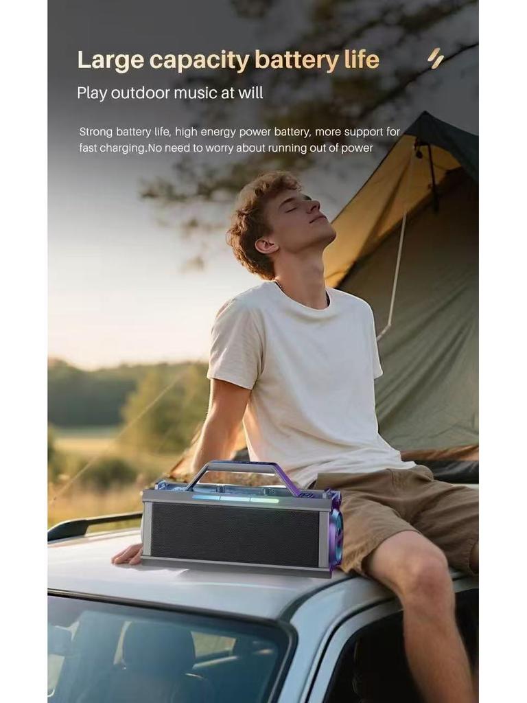 Uzun Pil Ömrüne Sahip A22 Yüksek Güçlü 60W Taşınabilir Bluetooth Karaoke Hoparlörü