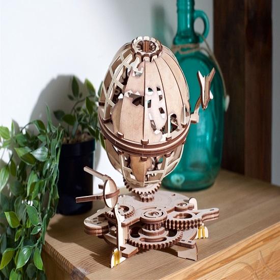 Globe Vintage Office Decor Collection - Wooden Creative Educational Puzzle, Self Assembling Mechanical 3D Model Kits To Build