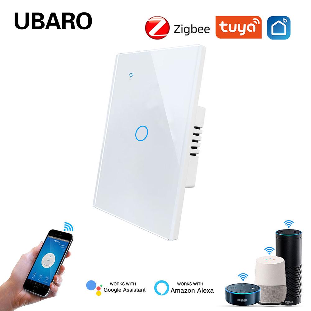 US Standard Zigbee Smart Glass Switch with Alexa Voice Control, App Support, and Customizable Single Zero Fire Switch