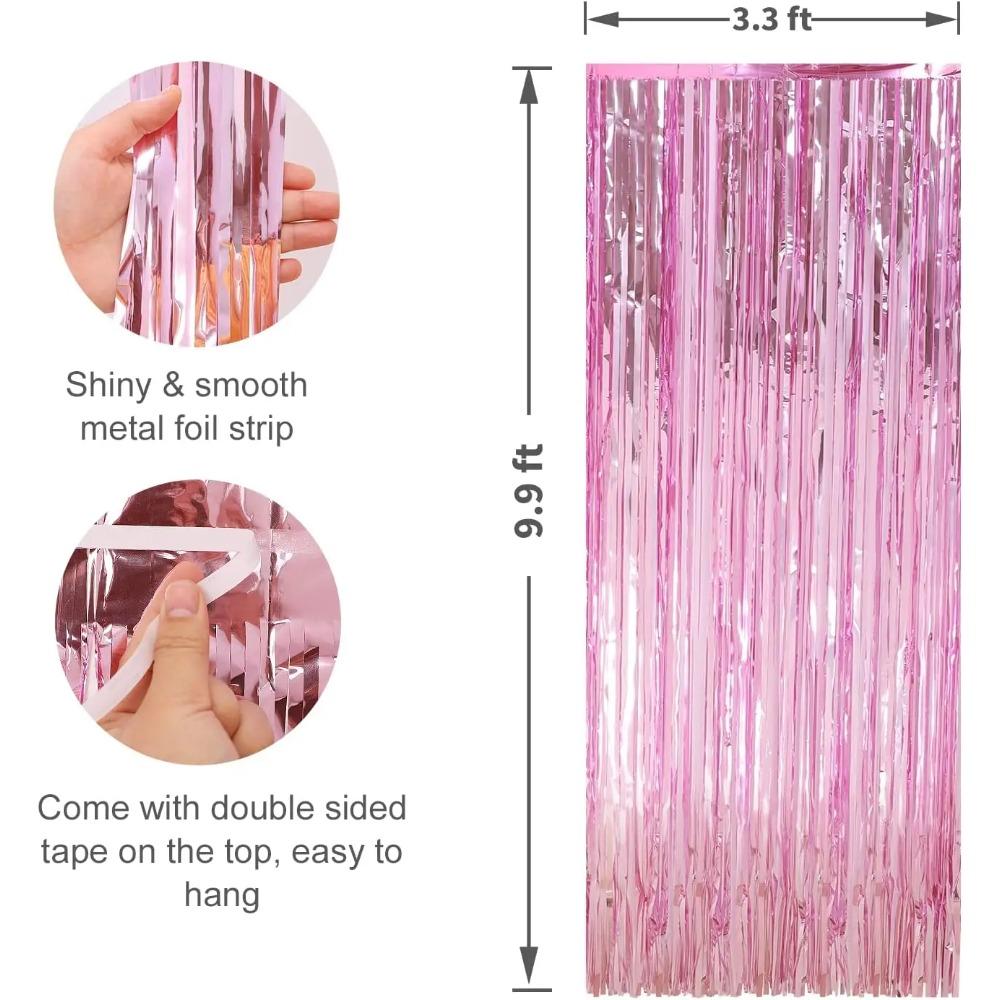Metallic Tinsel Foil Fringe Curtains Photo Backdrop Glitter Streamers Foil Fringe Backdrop Curtain for Xmas Wedding Background