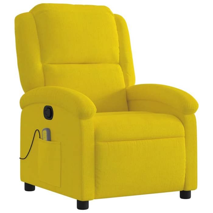 VidaXL Reclining Massage Armchair Yellow Velvet 371815