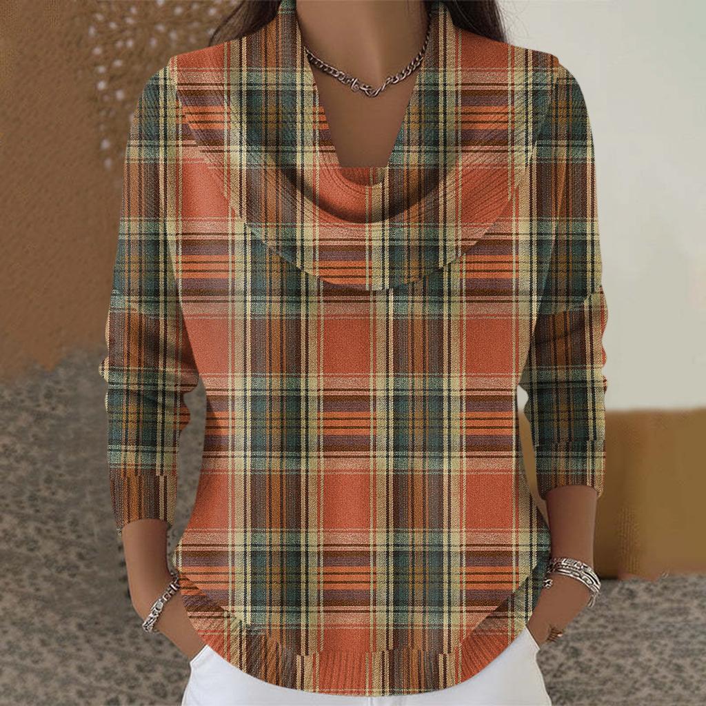 Dámský ležérní a módní svetr s dlouhým rukávem a potiskem, kulatým výstřihem