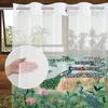 Duschvorhang mit No-Hook-Pfau-Muster, mit einknöpfbarem Stofffutter, transparentem Oberfenster, wasserdichter Doppelschicht-Badewannenvorhang