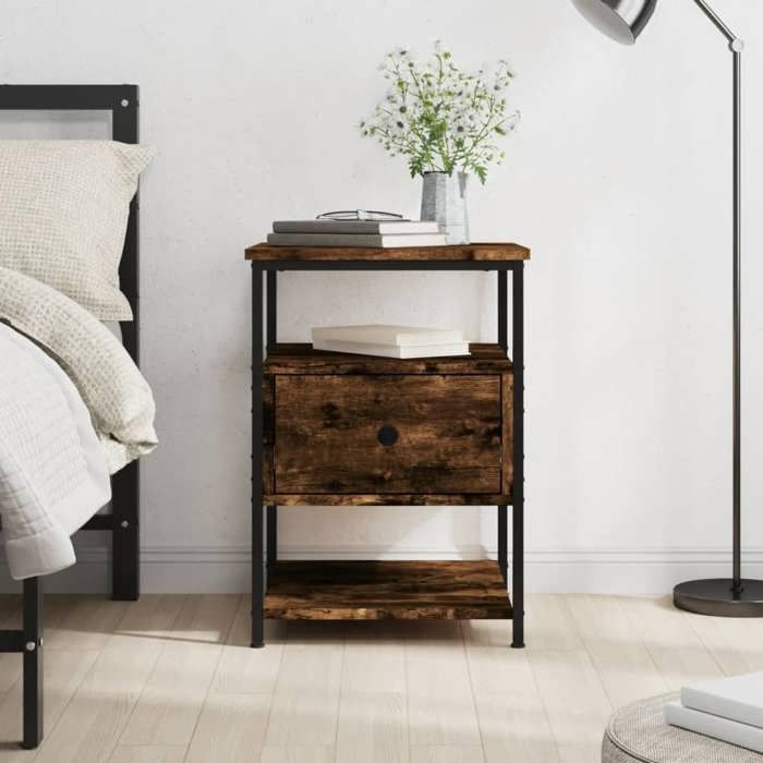 VidaXL Bedside Table Smoked Oak 40x42x56 Cm Engineered Wood 826027