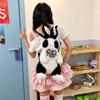 Cute Bowknot Plush Rabbit Backpack Realistic Long Fur Bunny Doll Cartoon Stuffed Animal Bag