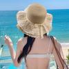Summer Outdoor Vacation Sunshade Sunscreen Versatile Lace Straw Hat Woman