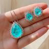 Cross Border Paraiba Water Drop S925 Silver Needle Earrings Emerald Green Micro Inlaid Imitation Temperament Light