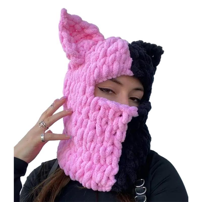 Girls Cat Ear Hat Y2K Knitted Hat Cute Cat Ear Gifts Warm Hat Adult Children Knitted Chenille Yarn Halloween Photo Props