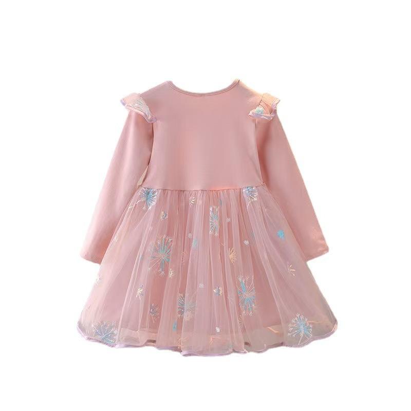 Girls Spring Autumn Long Sleeve Tulle Princess Dress Cartoon Elegant Party Gown For Kids 90