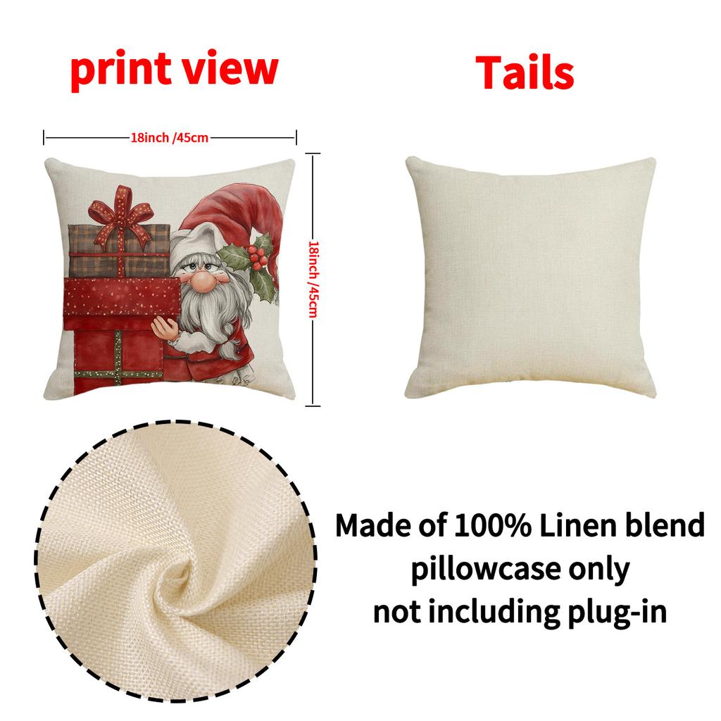New Christmas Pillow Case Living Room Sofa Holiday Decoration Gnome Print Pillow Bedroom Bedside Pillow